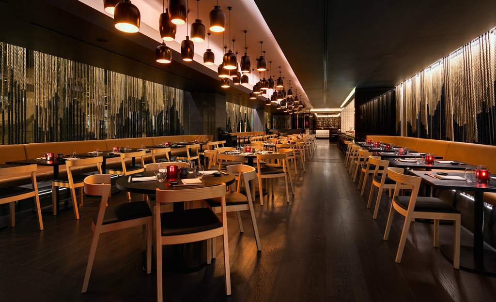 The main dining room at Sokyo in Sydney. One of the best seafood restaurants in Sydney.