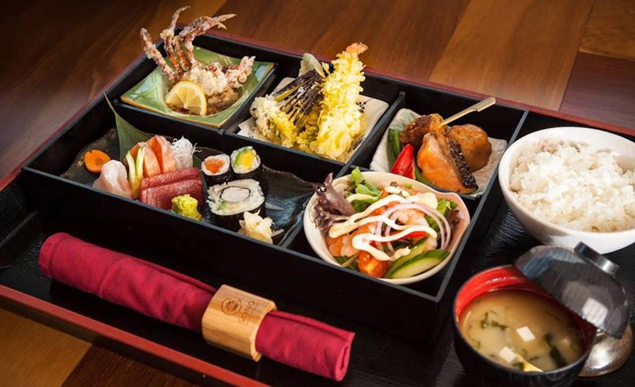 A full bento box from Sono Jpanese Restaurant Portside - birsbane Japanese restaurant