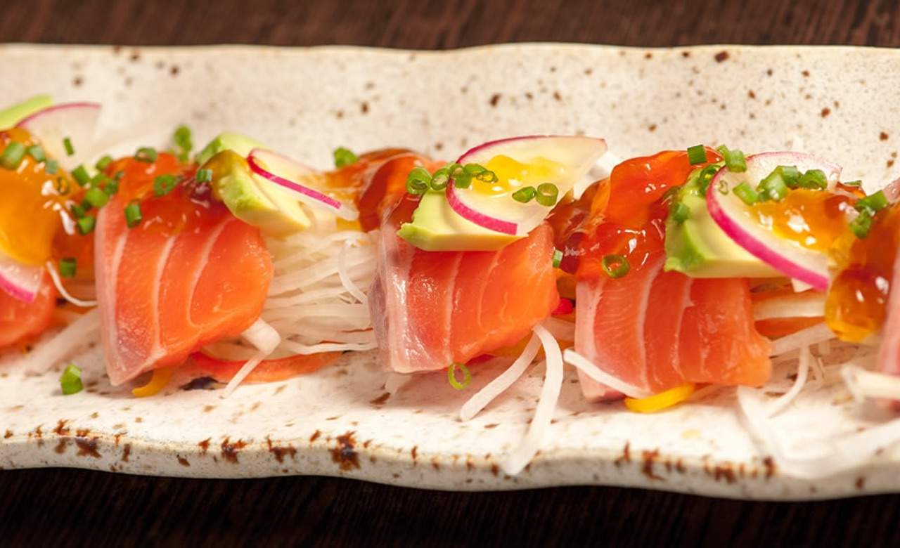 Close up shot of a Japanese dish served at Mizu Restaurant in Brisbane.