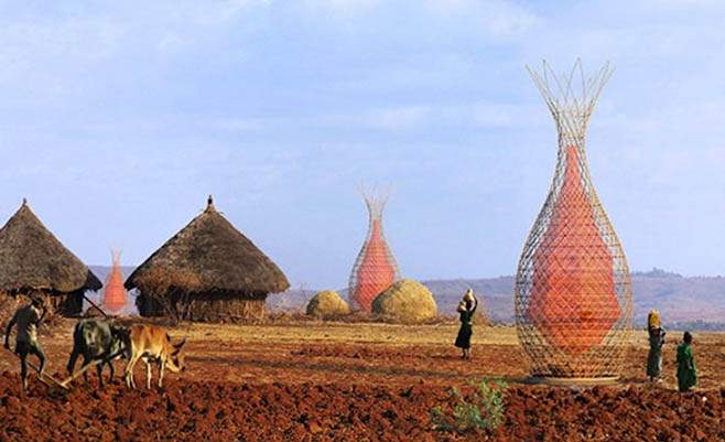 Ethiopia’s WarkaWater Towers Gather Drinking Water from the Air