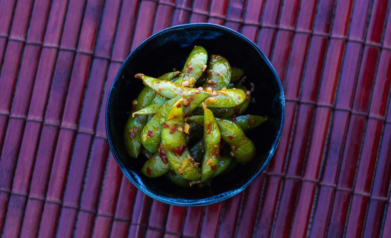 a bowl of edamame beans at raw bar by bondi beach