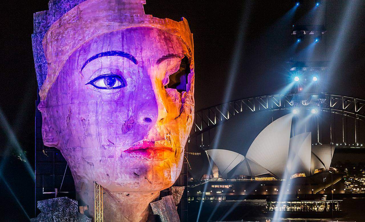 The Majestically Decaying Head of Queen Nefertiti Is Sitting in Sydney Harbour Right Now