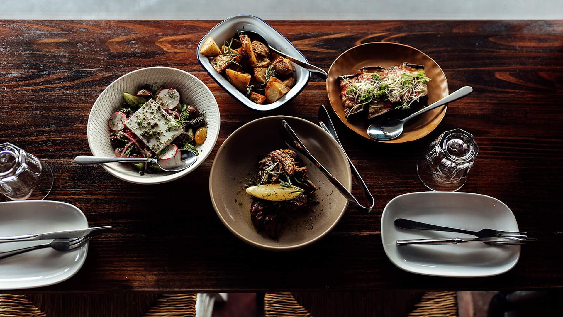 Dishes at Bahari Greek restaurant in Melbourne