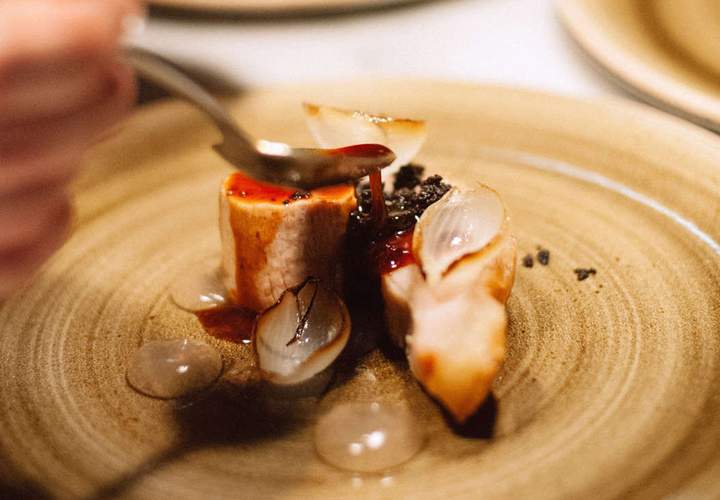 Background image for Get Stuck Into Chef Scott Pickett's Recipe for Pork Jowl with Cider and Boudin Noir
