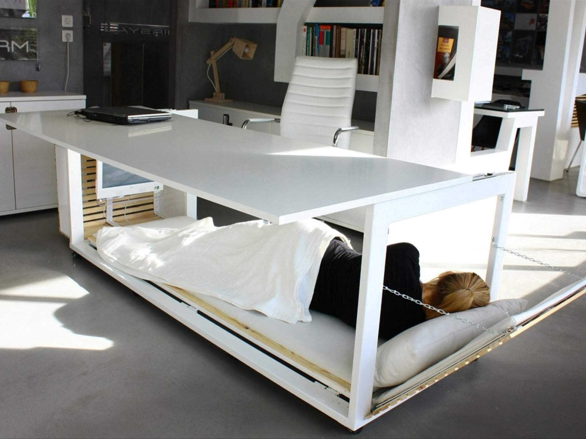 desk with nap area