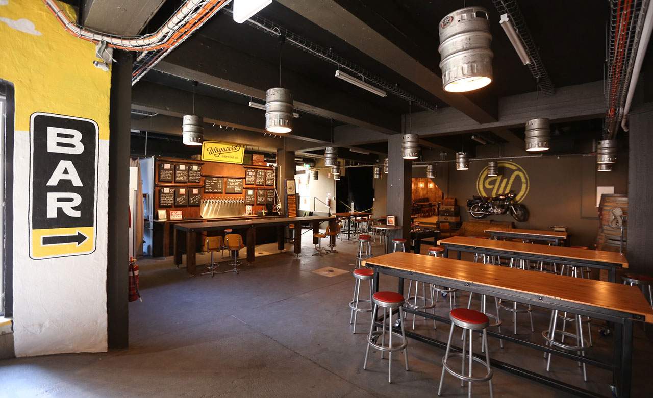 the bar at Wayward Brewing co in Sydney
