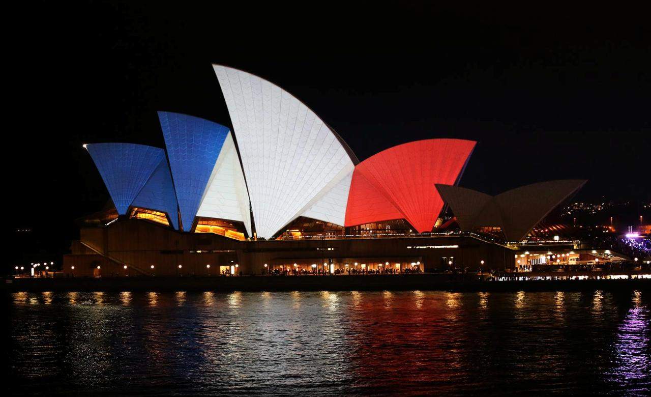 Australian Landmarks Light Up in Solidarity With France