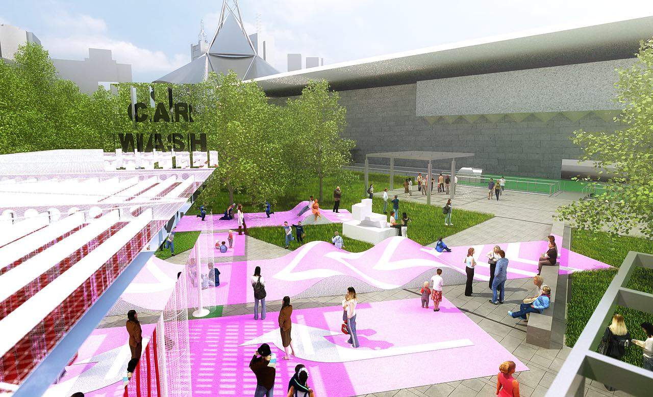 NGV's Dreamy Pink Car Wash-Inspired Outdoor Playground Opens This Week