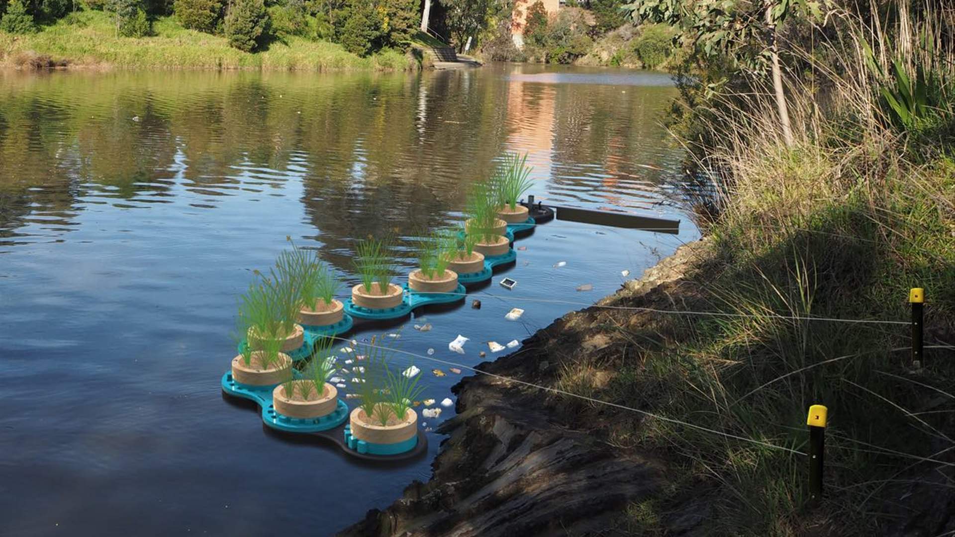 These Floating Planters Help Trap and Remove Rubbish from
