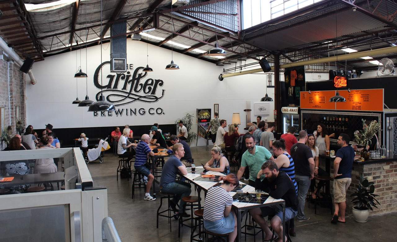 The Grifter Brewing Co main bar in Marrickville, Sydney.