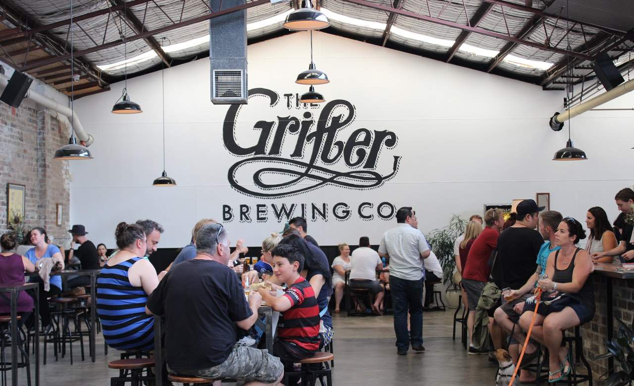 The Grifter Brewing Co main bar in Marrickville, Sydney.