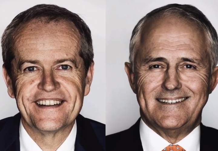 Background image for These Giant Portraits of Federal Politicians Have Popped Up in Sydney and Melbourne