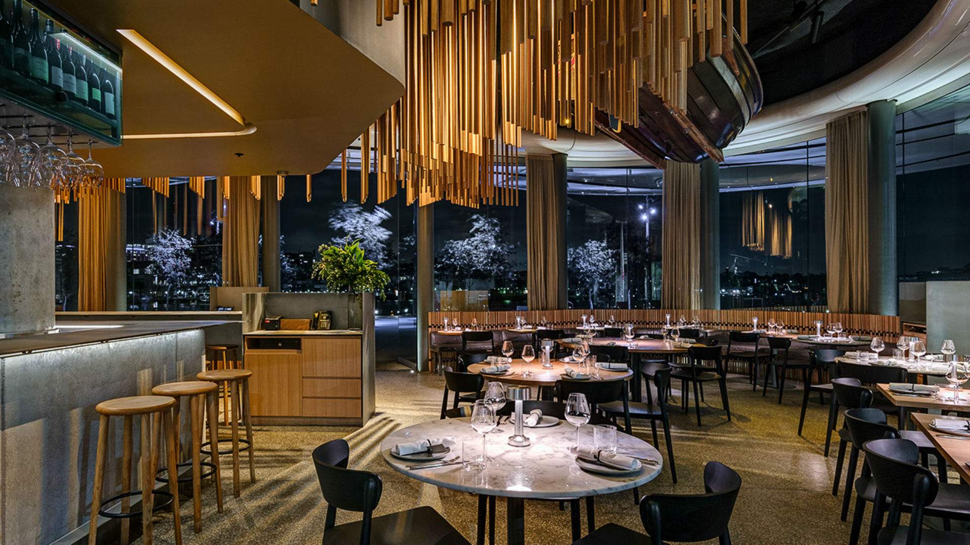 The main dining room at Cirrus Dining in Barangaroo, Sydney — one of the best seafood restaurants in Sydney.