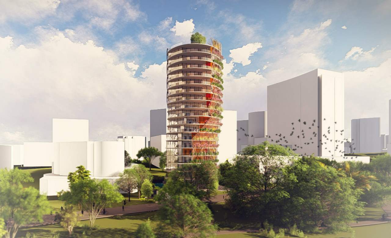 Brisbane's Ambitious Leaning Tower Features Seasonal Vertical Gardens