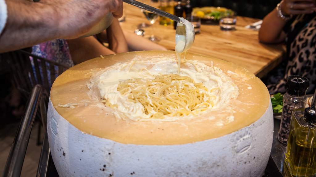 Cheese Wheel Pasta at Il Verde