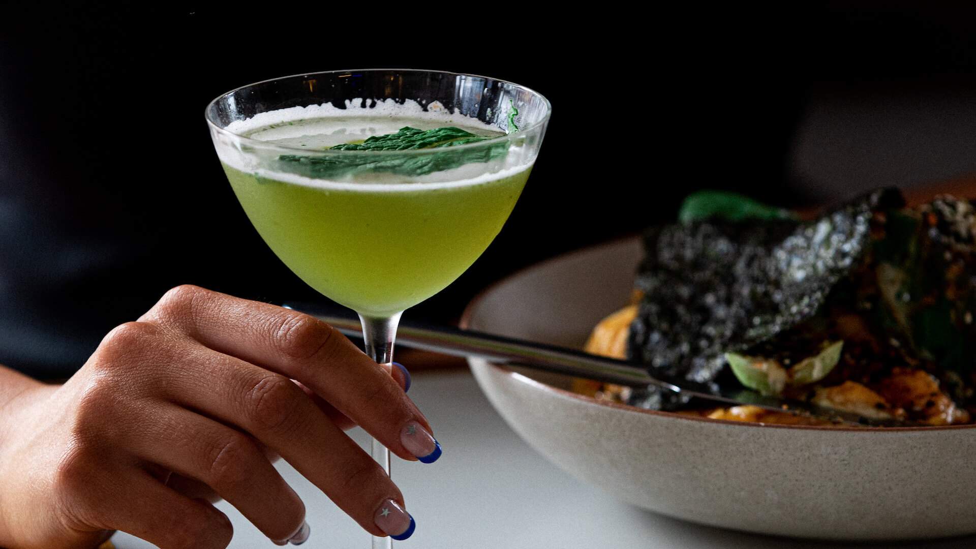 a cocktail and a salad at Terror Twilight - one of the best cafes in Melbourne