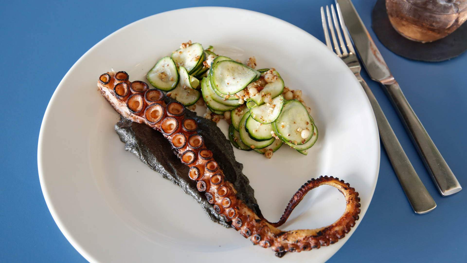 Squid and salad at Rocker - seafood restaurant in Sydney.