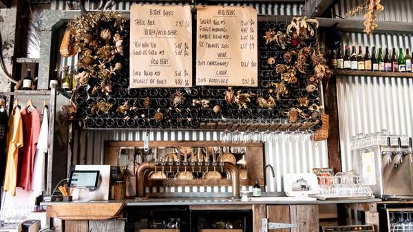 The bar at Wildflower Brewing & Blending