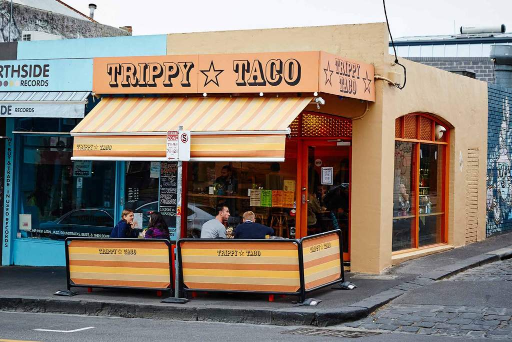 the exterior of Trippy taco on Gertrude Street in Melbourne's Fitzroy - one of the best vegan restaurants in Melbourne
