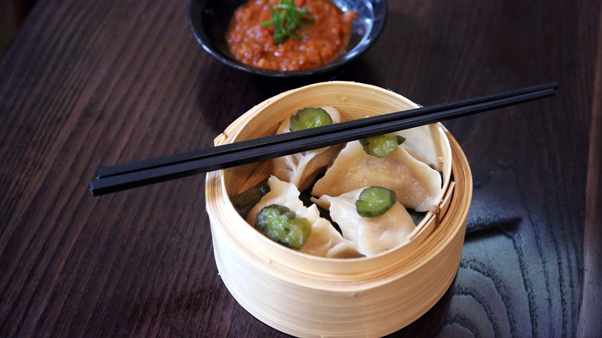 1 Wagyu Cheeseburger Bacon Dumplings at Burma Lane, Melbourne
