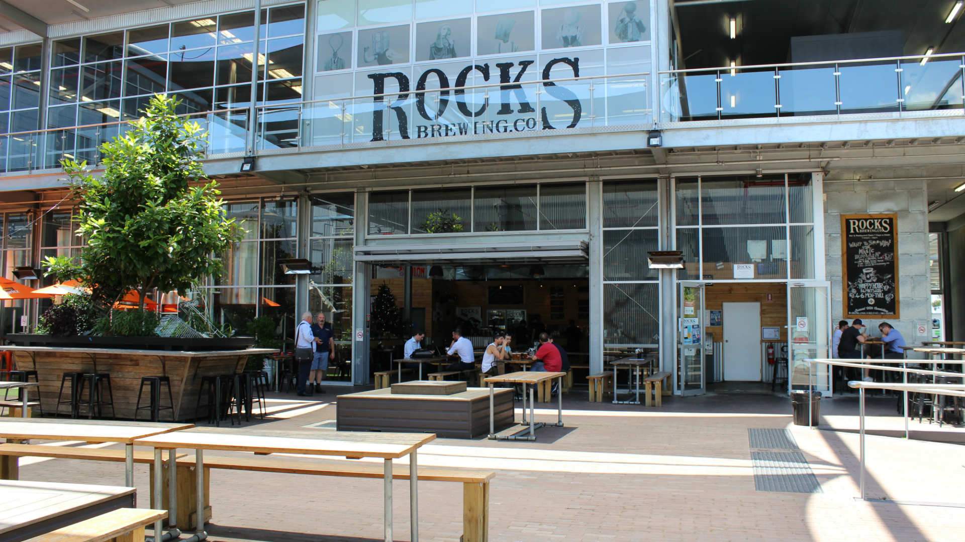 the exterior (and outdoor seats) at Rocks Brewing Co - one of the best Sydney brewery bars