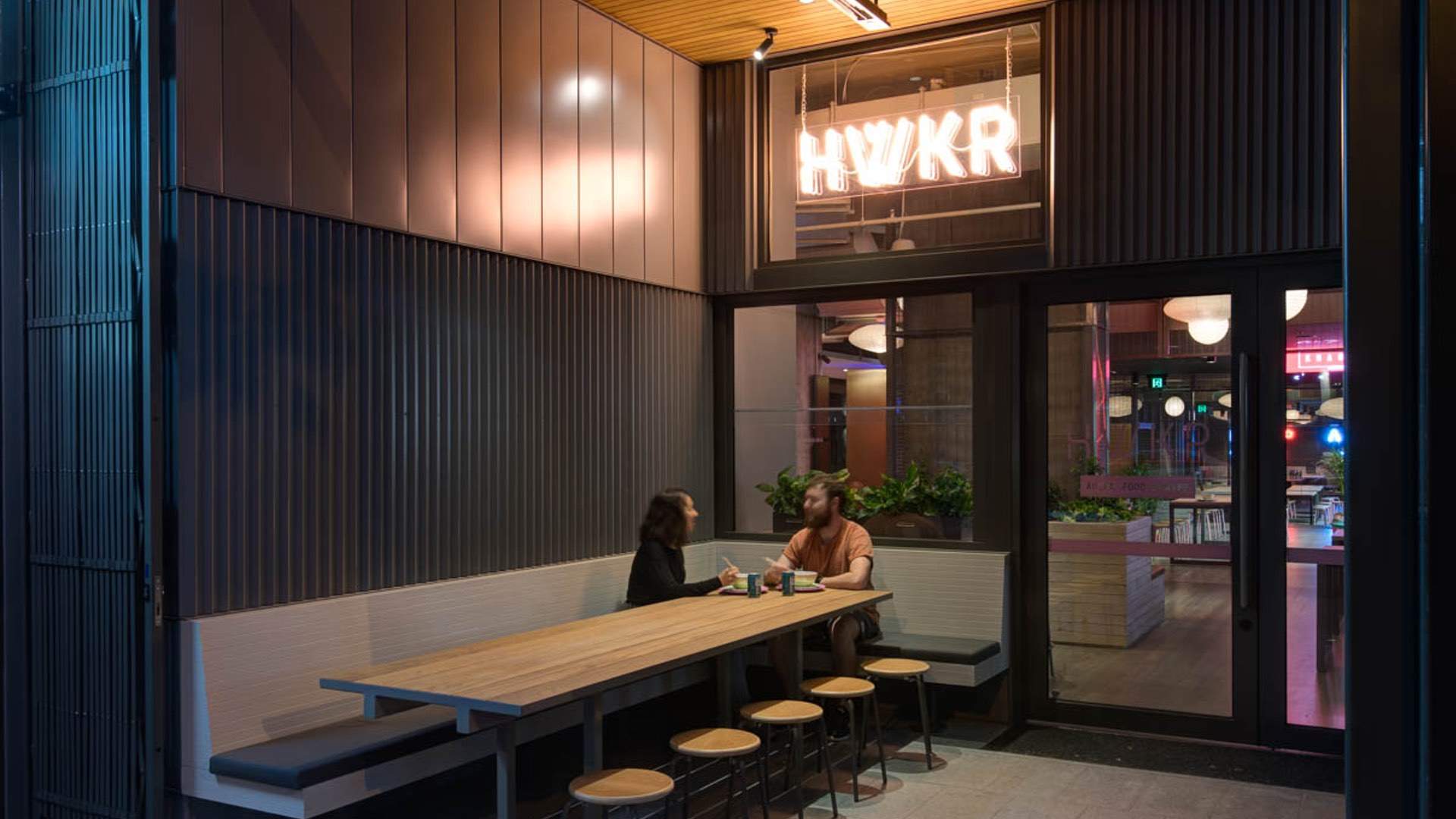 HWKR Is Melbourne's Modern New Neon-Lit Rotating Hawker-Style Market