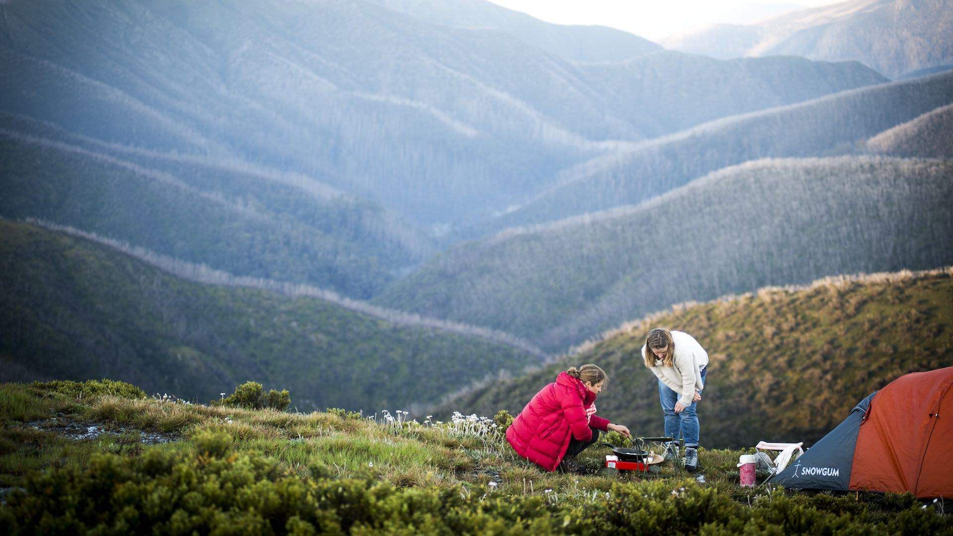 Hikers on Mount Feathertop in Victoria's High Country
