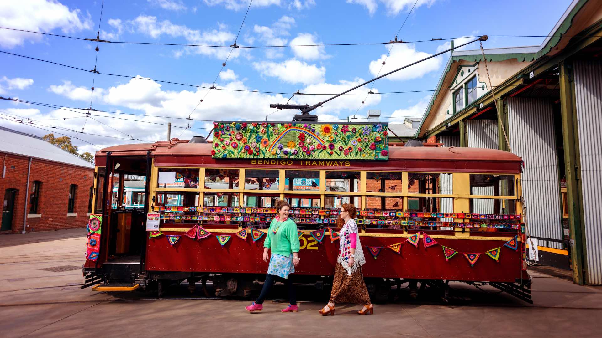 Yarn Bomb Tram in Bendigo