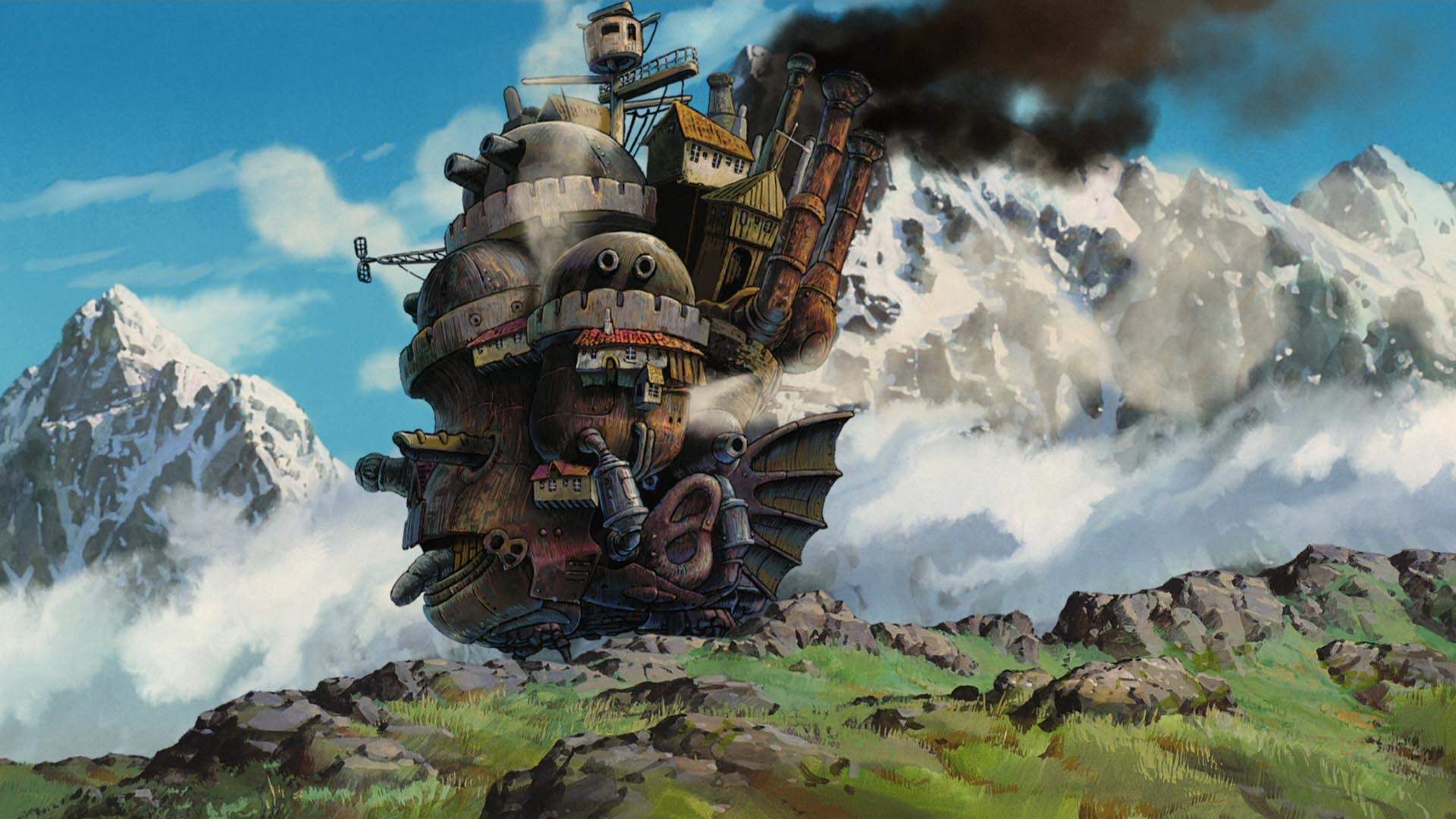 Howls moving castle. Хаяо Миядзаки арт Ходячий замок. Аниме фон Хаяо Миядзаки Ходячий замок. Ходячий замок Хаула город. Хаяо Миядзаки Ходячий замок город.