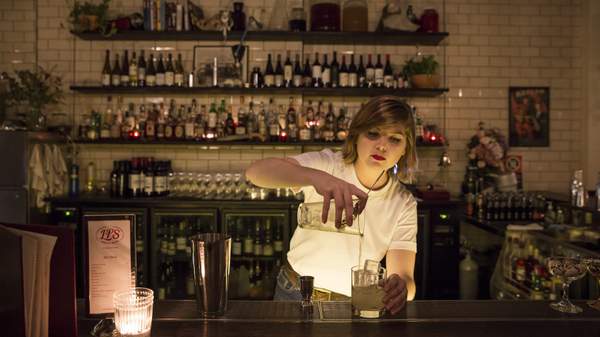 Bartender mixing drinks at LP's Quality Meats, Chippendale