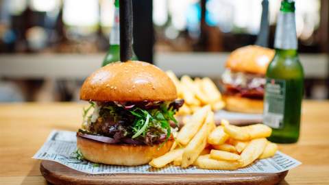 Burger pub meal at the Subiaco Hotel in Perth