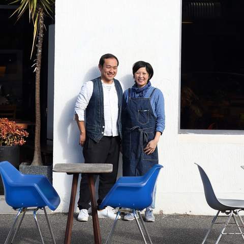 Owners Meg and Zenta Tanaka standing outside Cibi cafe in Collingwood.