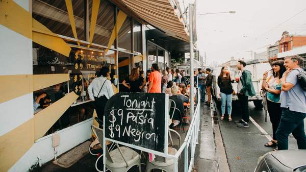 people lining up outside Good Times in Fitzroy