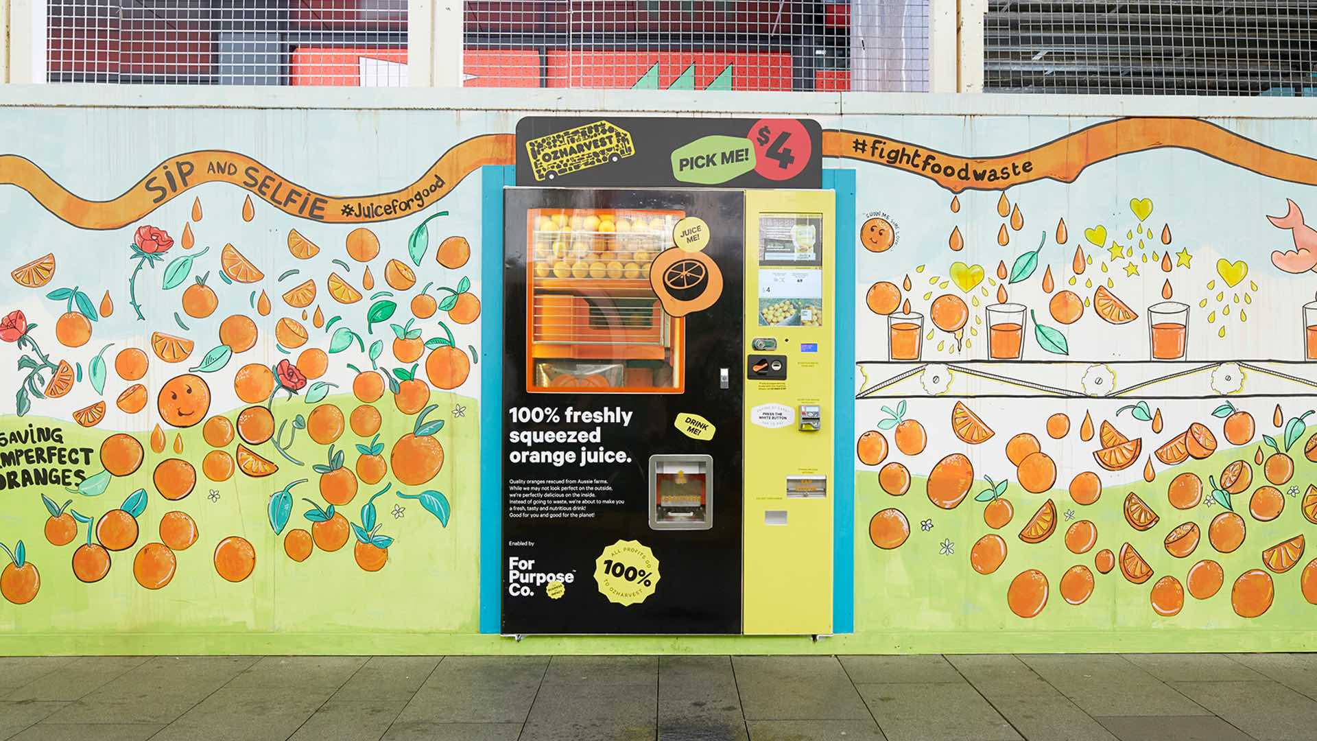 These New Sydney Vending Machines Are Dispensing Freshly Squeezed OJ for a Good Cause