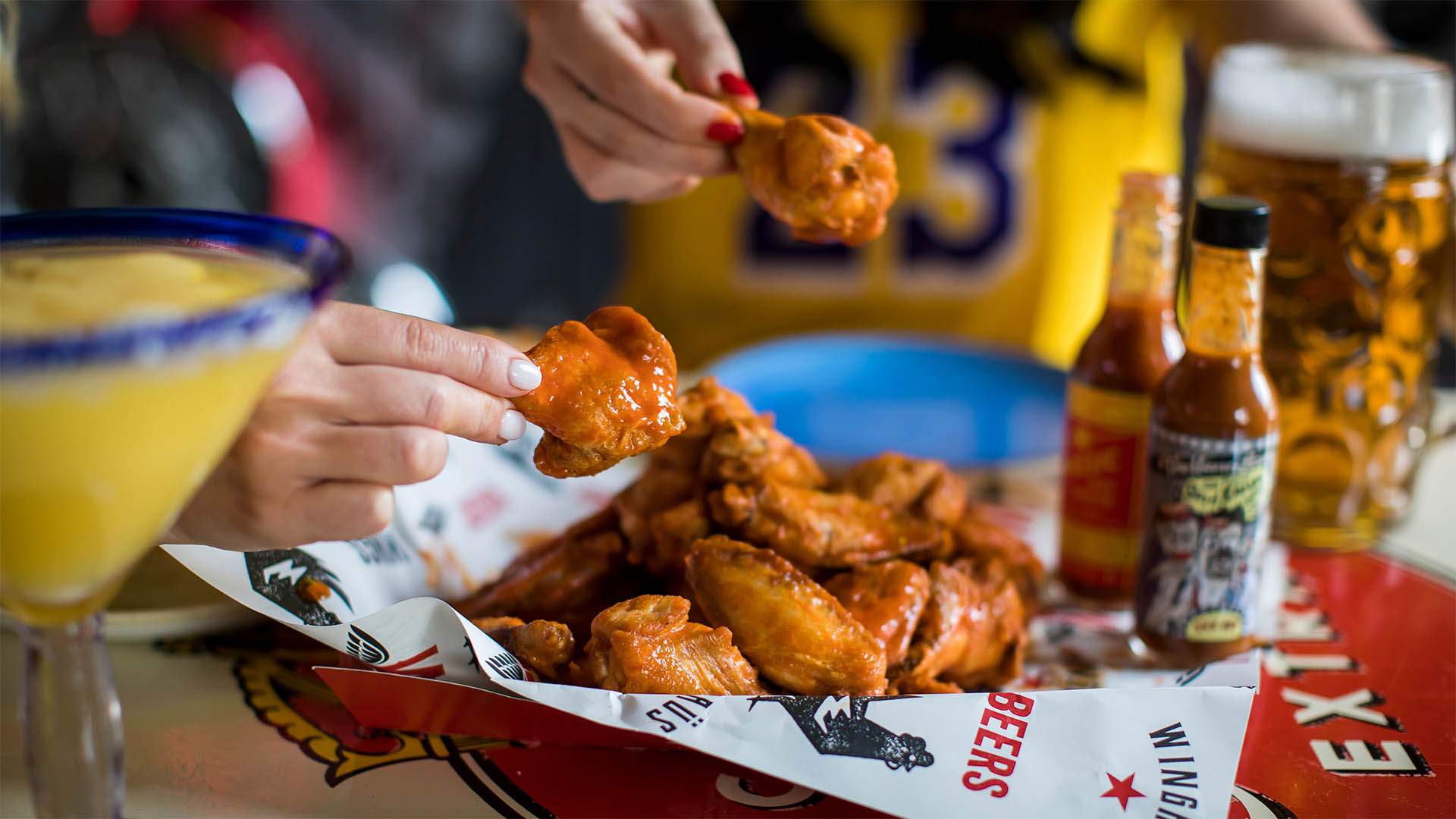 buffalo wings being eaten at Brisbane's Winghaus