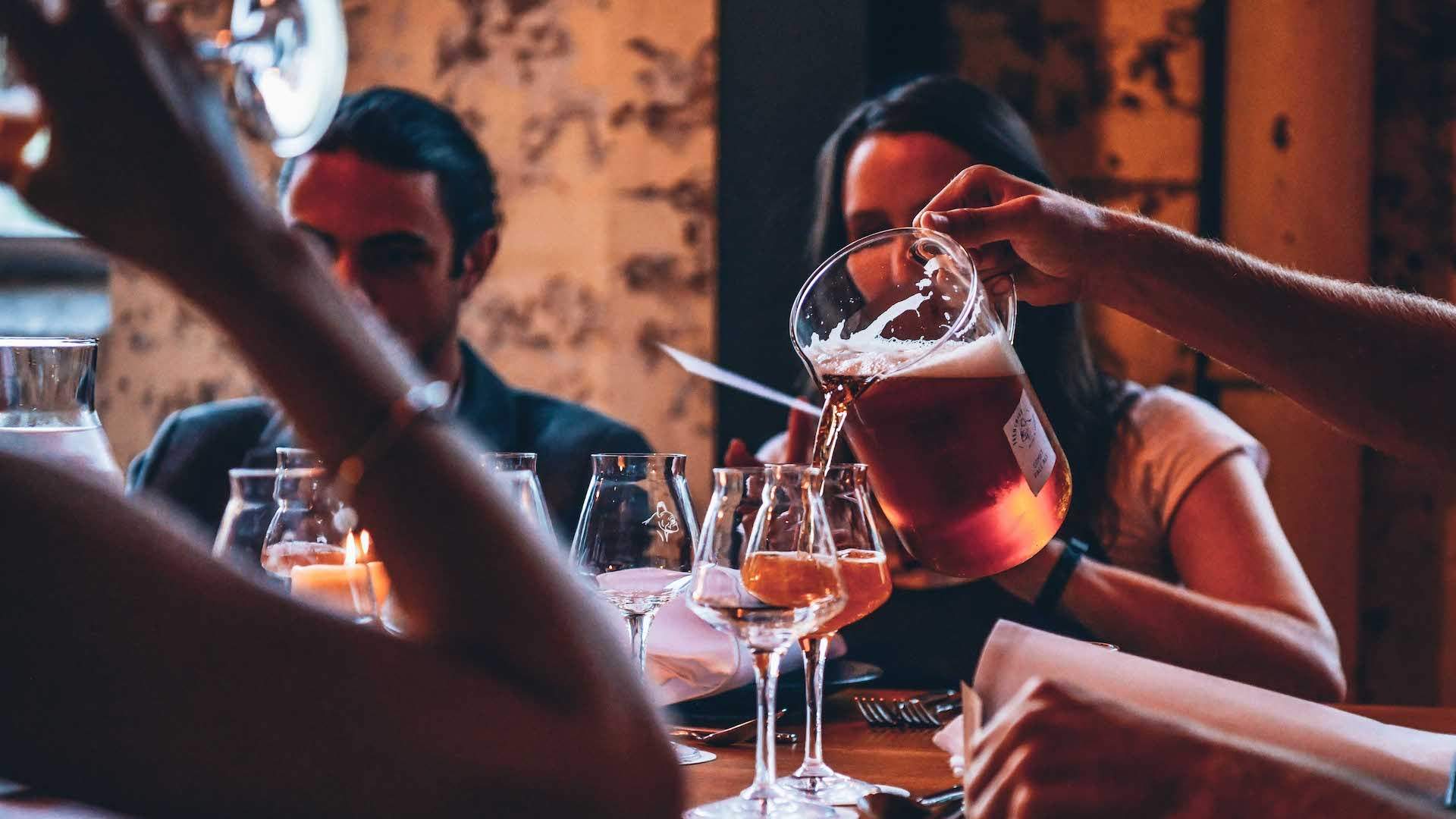 someone pouring beer at Frenchies Bistro and Brewery in Sydney.