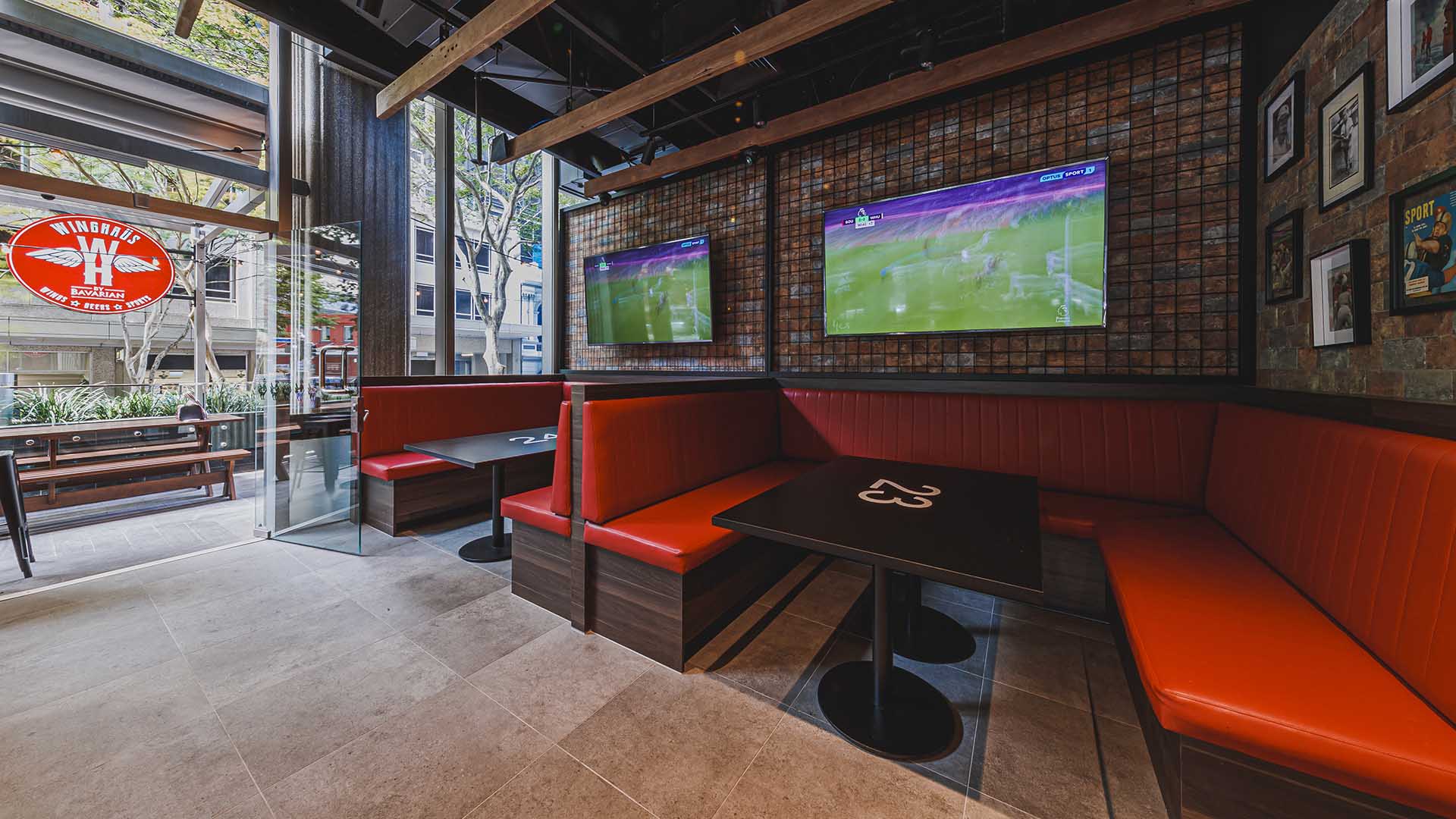 booths with tvs at Winghaus - one of the best sports bars in Brisbane