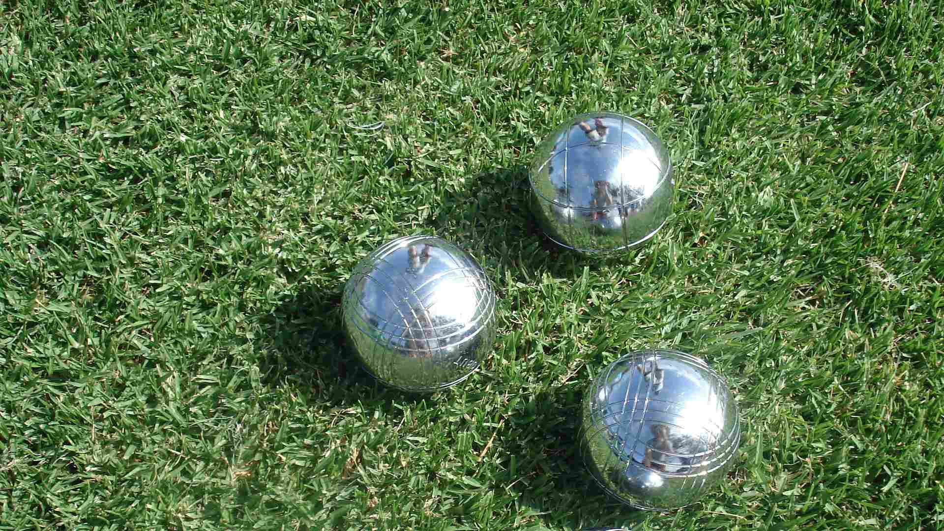 petanque balls on grass