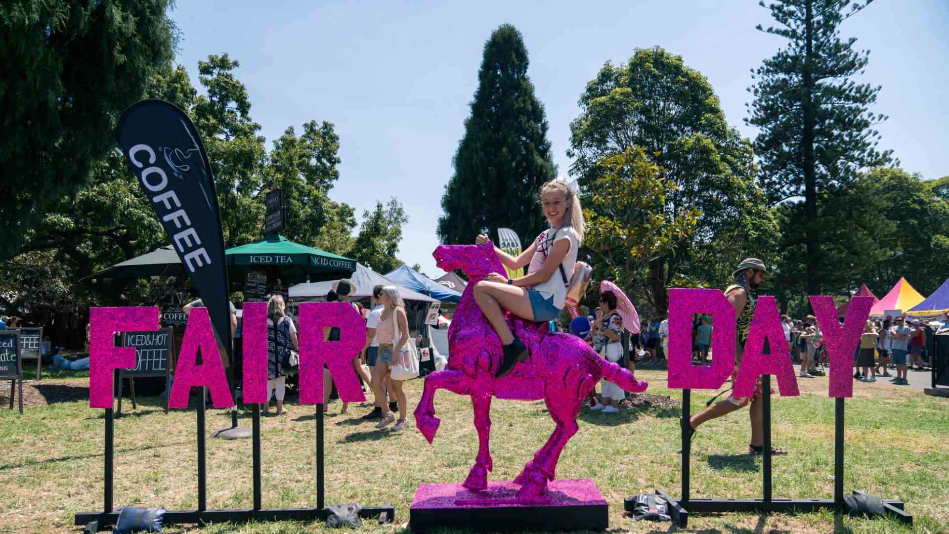 Woman on a unicorn statue