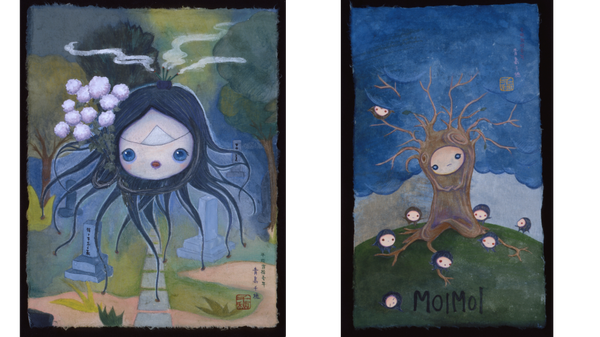 Two images of MoiMoi in Chiho Aoshima's artworks at Japan Supernatural