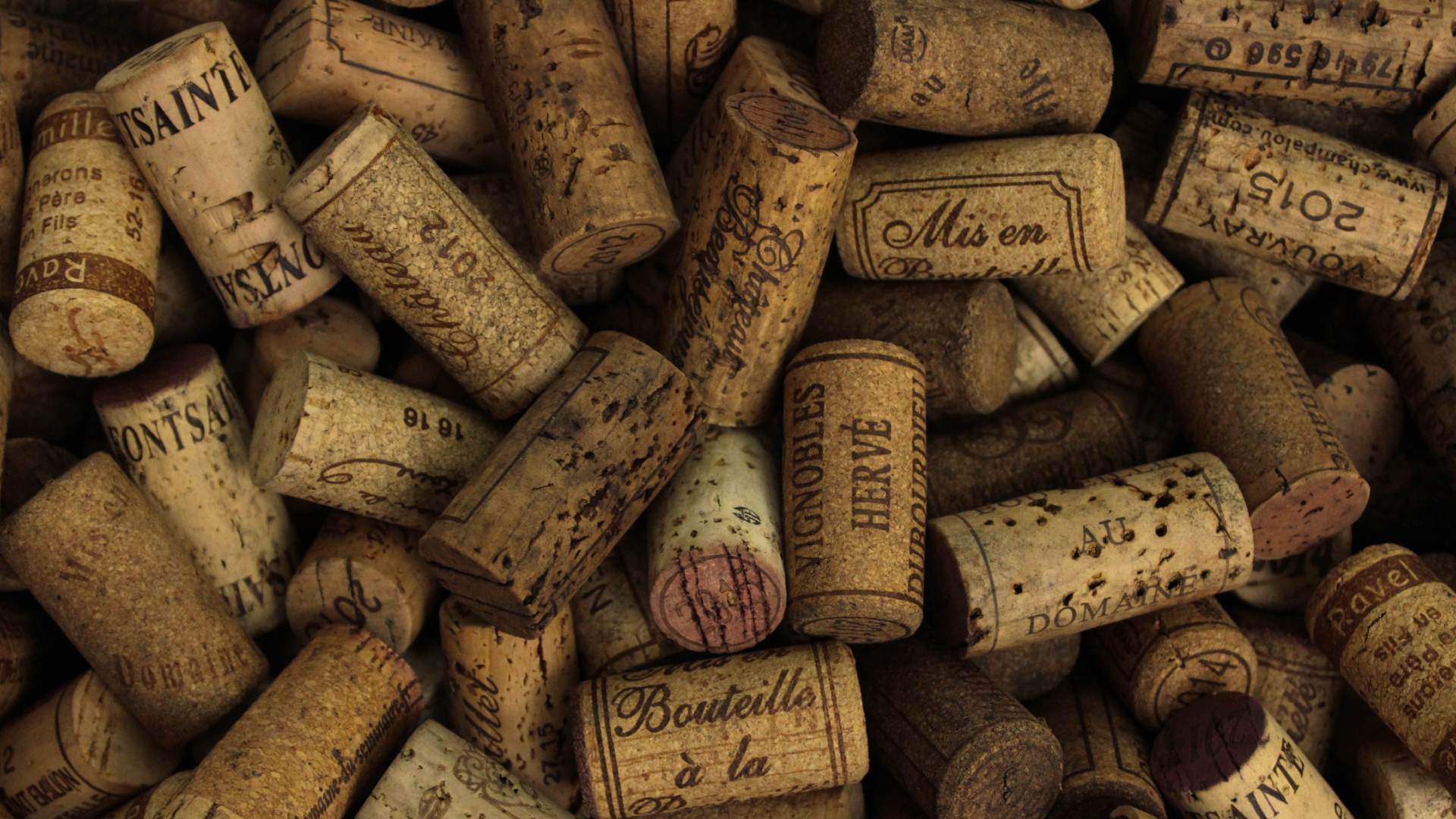 wine corks in a pile