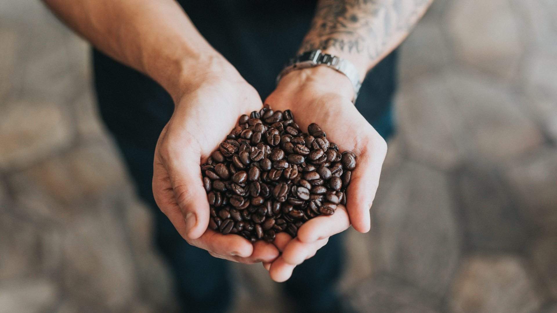 Man holding coffee beans