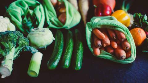 Vegetables in eco bags