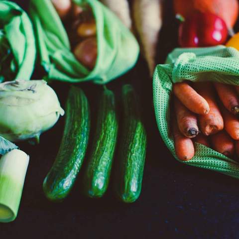 Vegetables in eco bags