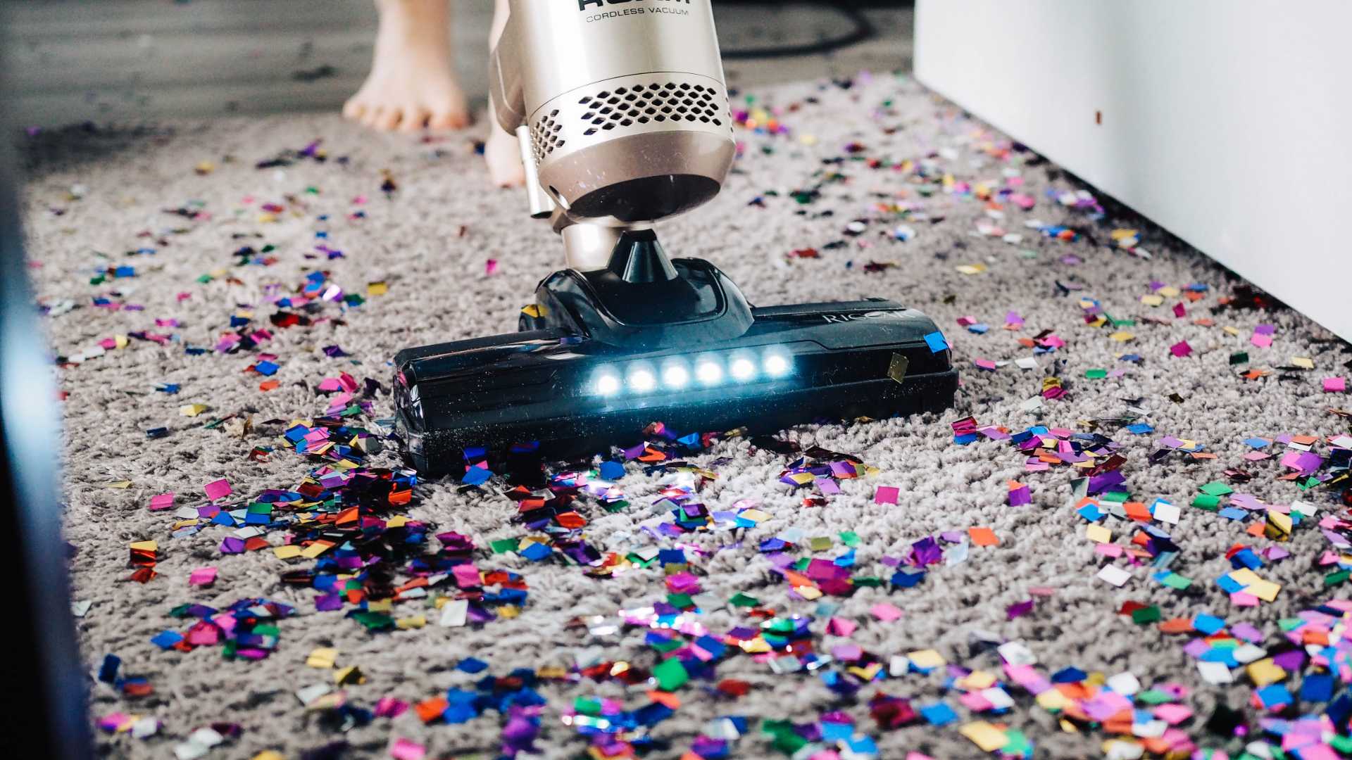 Vacuuming glitter off the floor