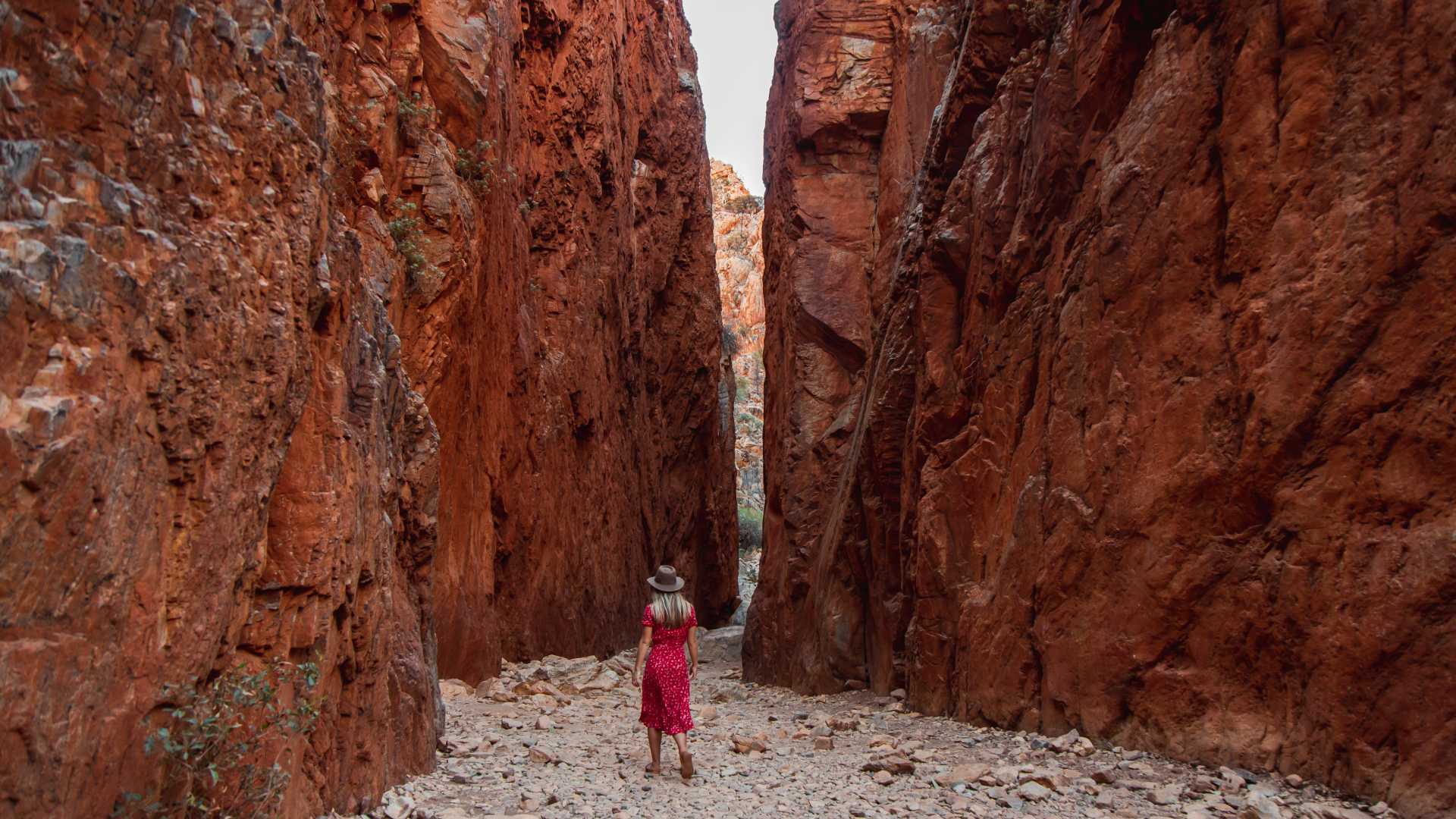 Woman walking through Standley Chasm, Alice Springs