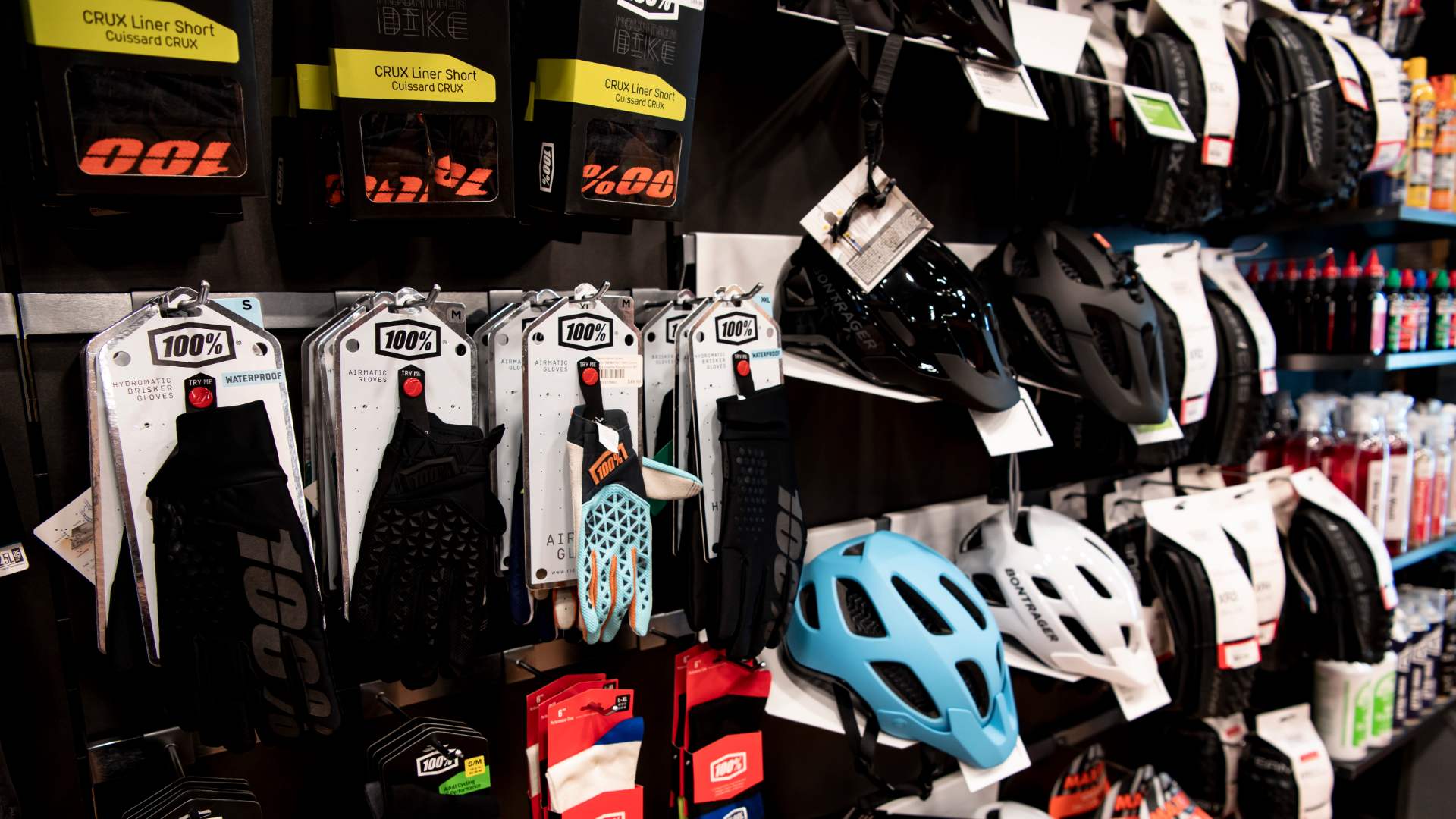 Cycling gloves and helmets at Clarence St Cyclery