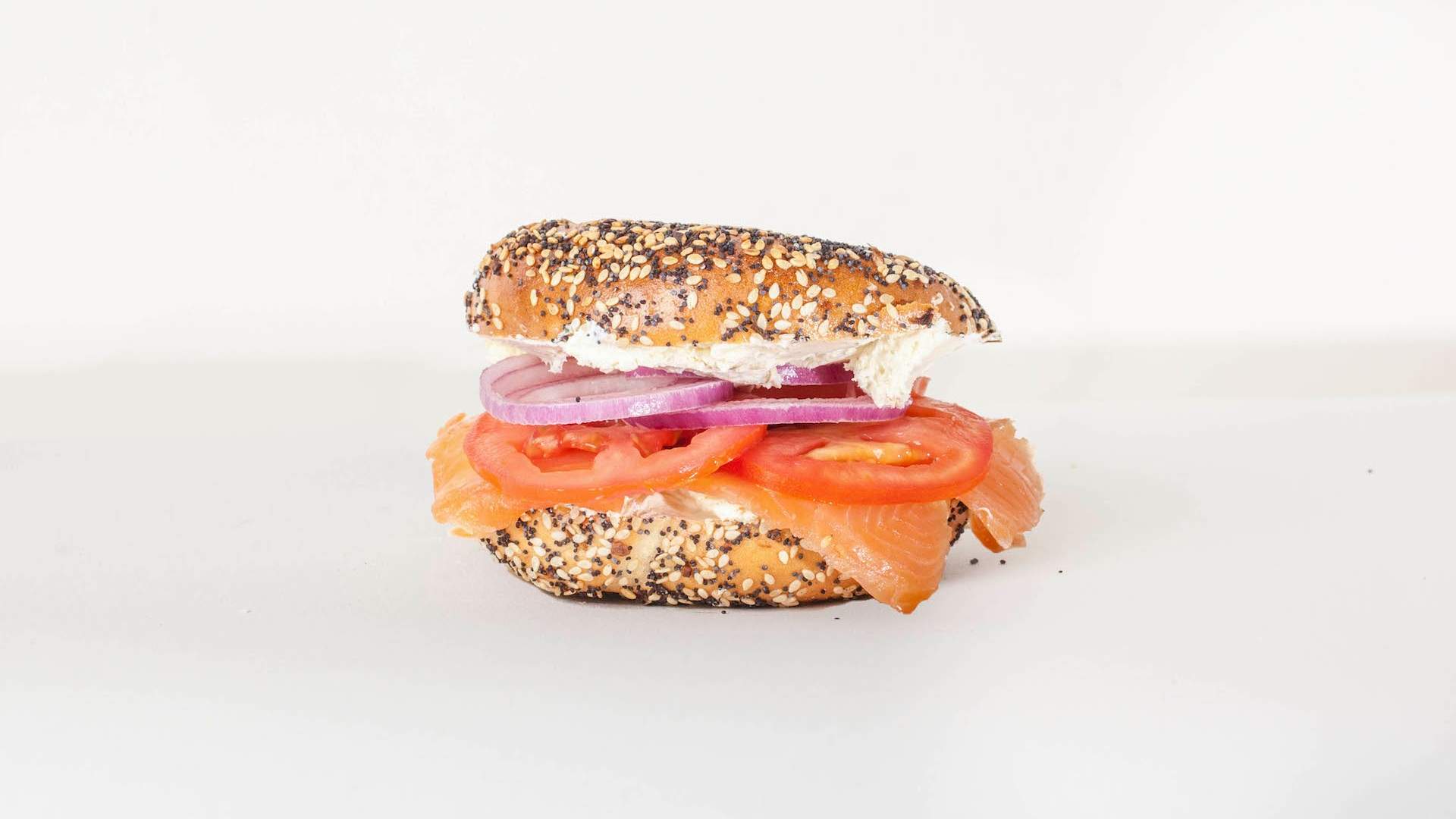 salmon and cream cheese bagel at Mile End - home to some of the best breakfast in Melbourne.