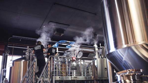 Brewers at work at Philter Brewing in Sydney.