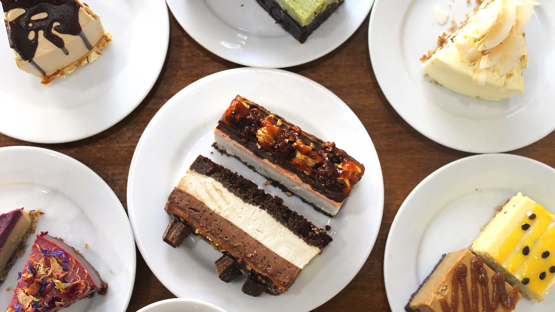 a selection of vegan cakes from Green Gourmet in Sydney